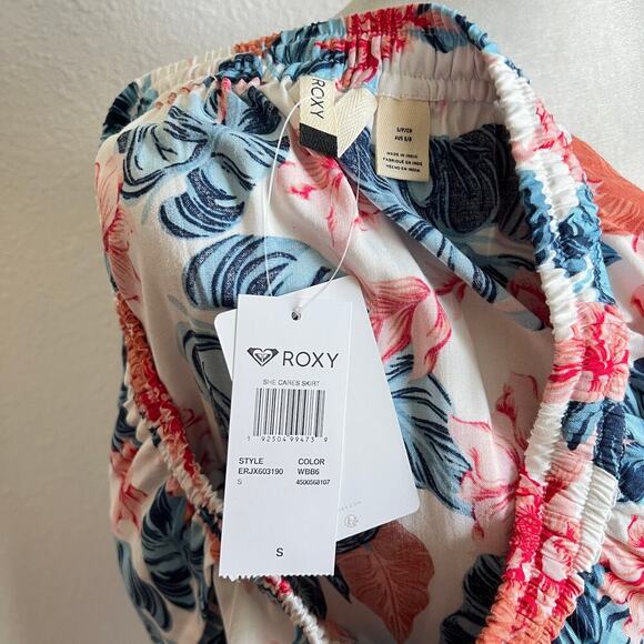 New Roxy She Cares Floral Maxi Skirt Women's S Tropical Beach Swim Hawaiian - Picture 9 of 11
